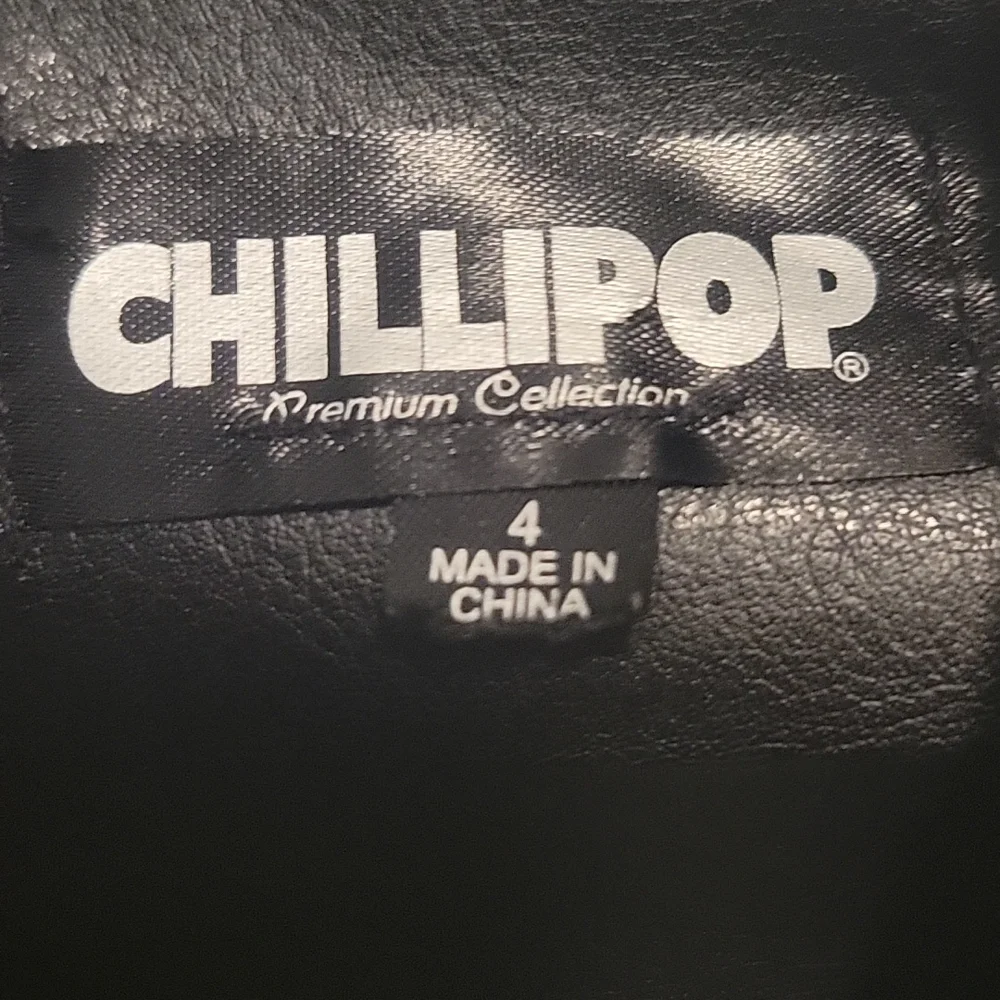 Chillipop Unisex Youth Size 4 Faux Leather Black Motorcycle Jacket - Picture 2 of 7